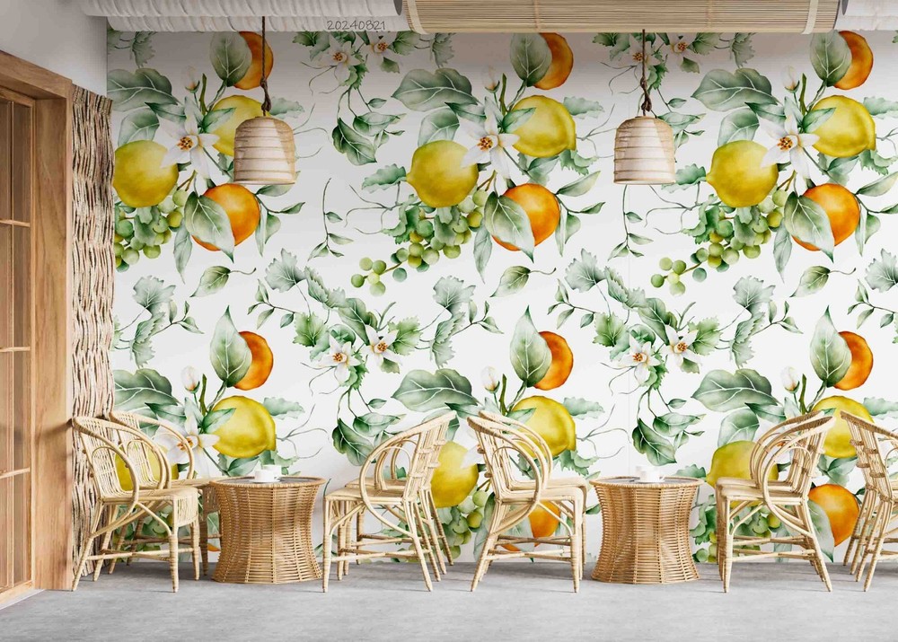 3D Fruit Flowers Leaves Pattern Wall Murals Wallpaper Murals Wall Sticker
