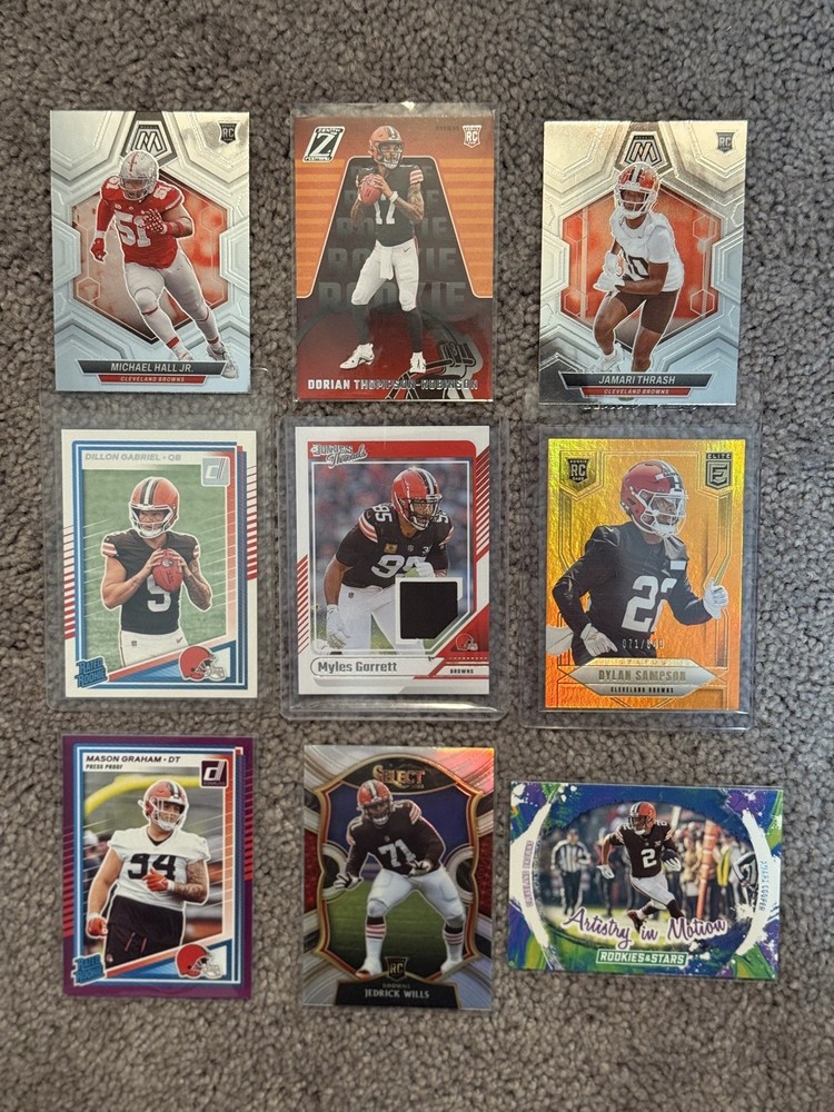 9 Card 2025 Cleveland Browns Rookie Lot Dillon Gabriel + Myles Garrett Patch