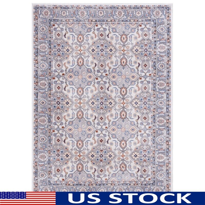 Neutral Vintage Multi Area Rug Soft Cotton Synthetic Indoor Transitional Decor