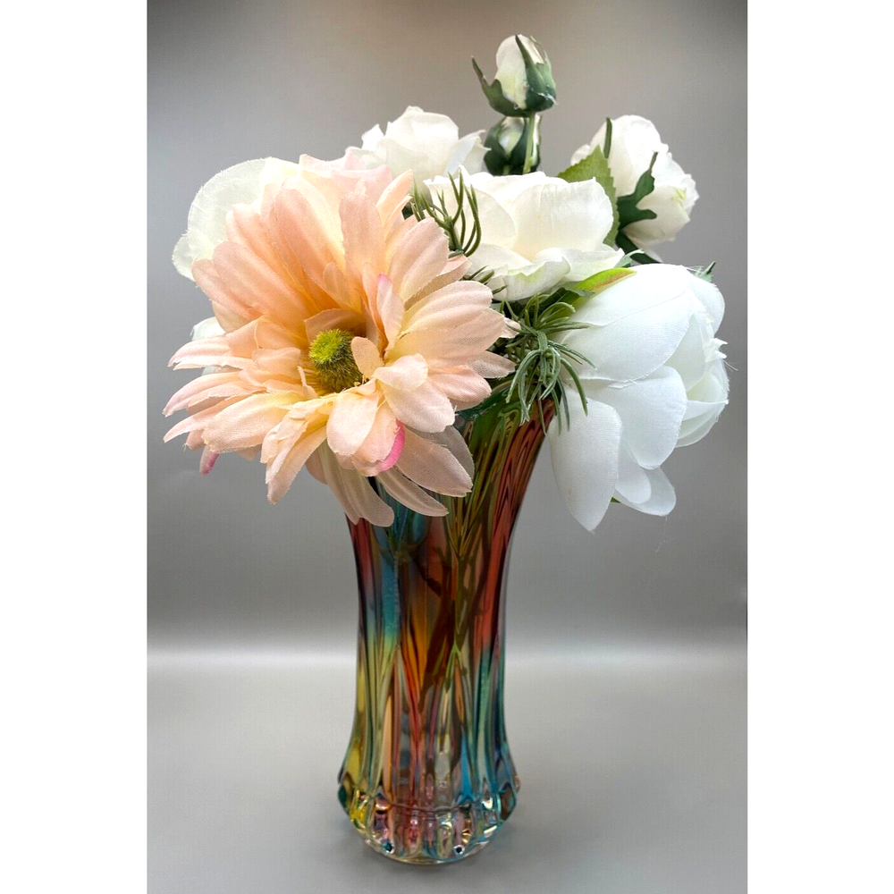 Pre-owned Crystal Glass Colorful Vase Home Decor ONLY