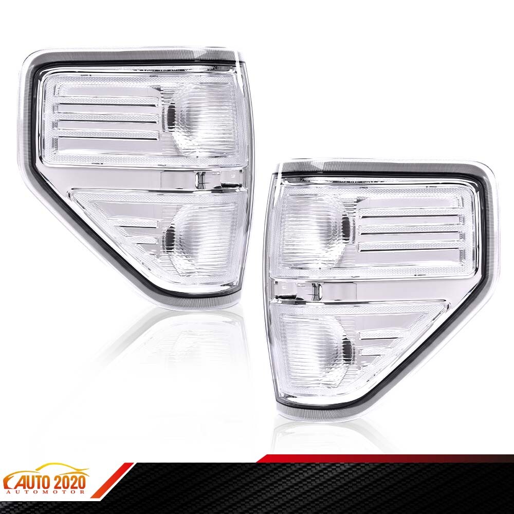 Chrome Halogen Tail Lights Lamps 1 Pair Fit For 2009-2014 Ford F150 F-150 Pickup