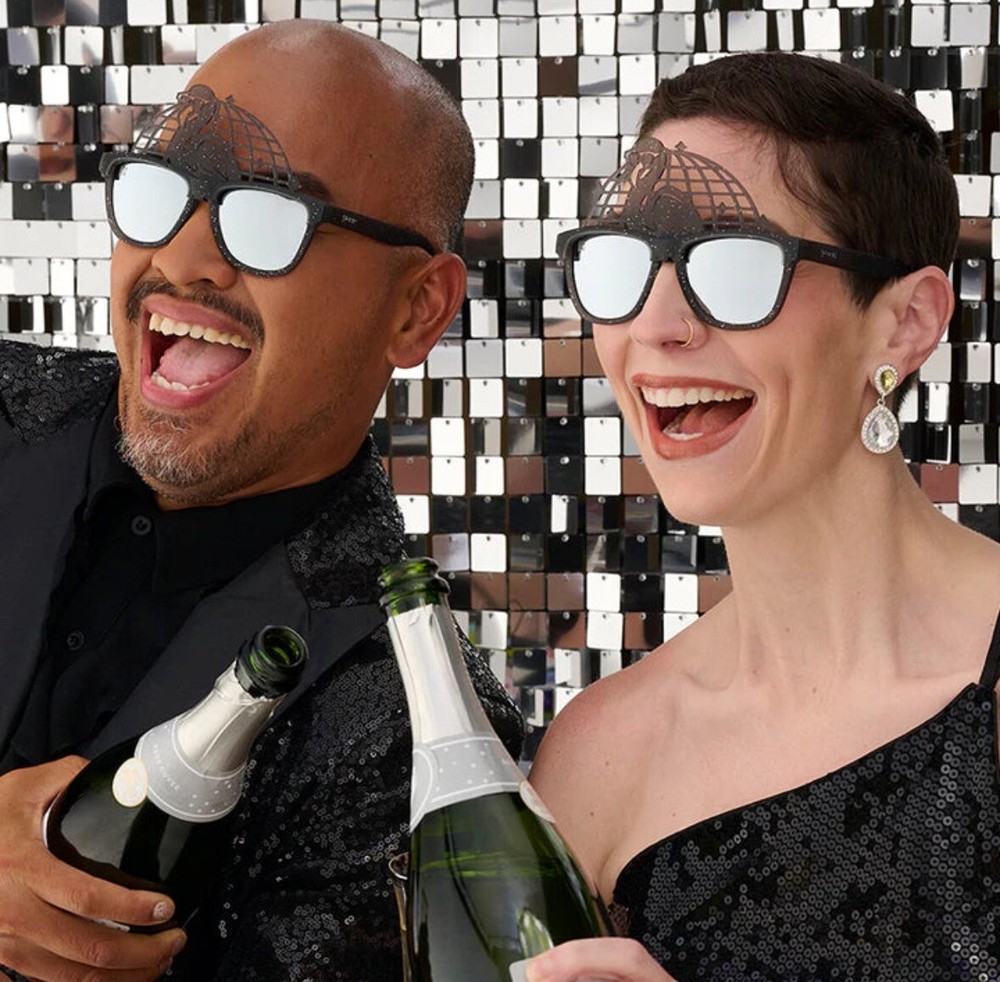 New NIB Goodr Hangover Party Running Sunglasses Disco Black Sparkle  -image