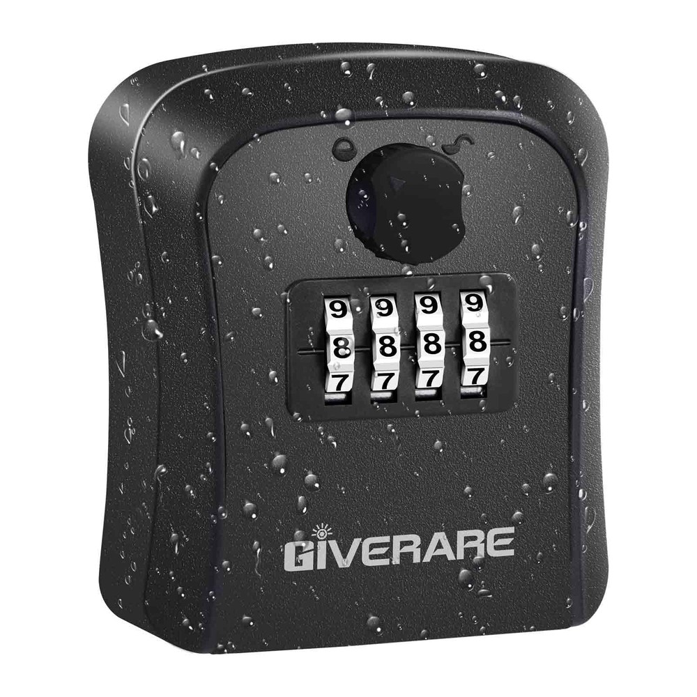 4-Digit Combination Key Lock Box - Waterproof Wall Mount Safe for Outdoor Use