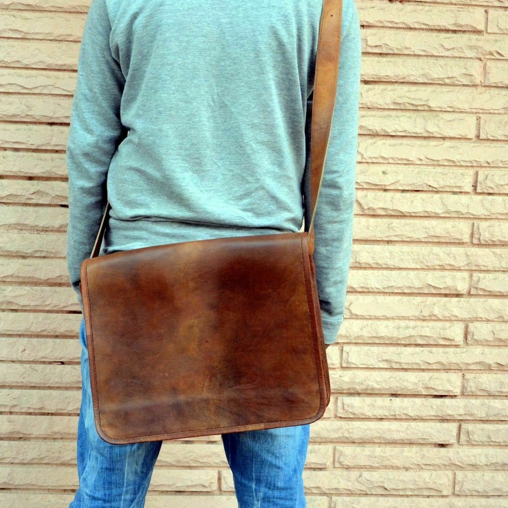 Men Satchel Laptop School Briefcase Cyber Monday Leather Messenger Shoulder Bag-image