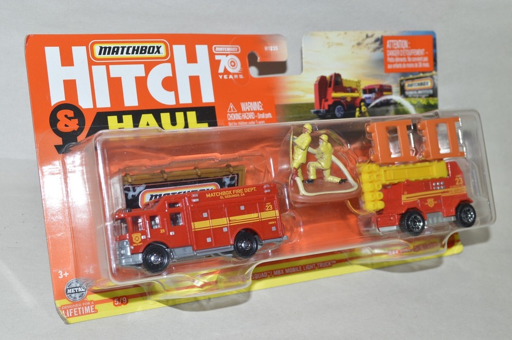 Matchbox 1:64 Hitch & Haul truck set MBX Hazard Squad Fire Fighter Rescue truck