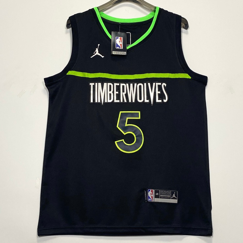 Anthony Edwards #5 Stitched Basketball Jersey Black Size S-2XL NWT