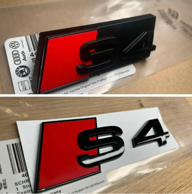 For Audi S4 Hood Grille Rear Emblem Front Trunk Badge Decal Sticker Glossy Black