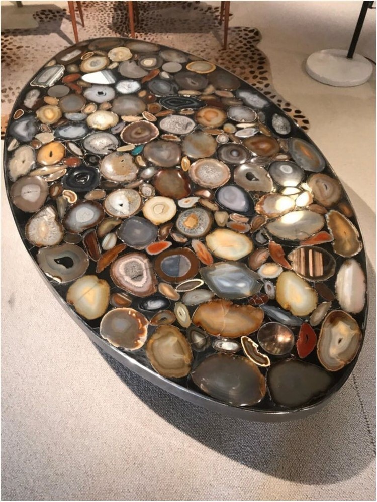 Natural Agate Oval Coffee Table Top for Living Room Cyber Monday Sale-image