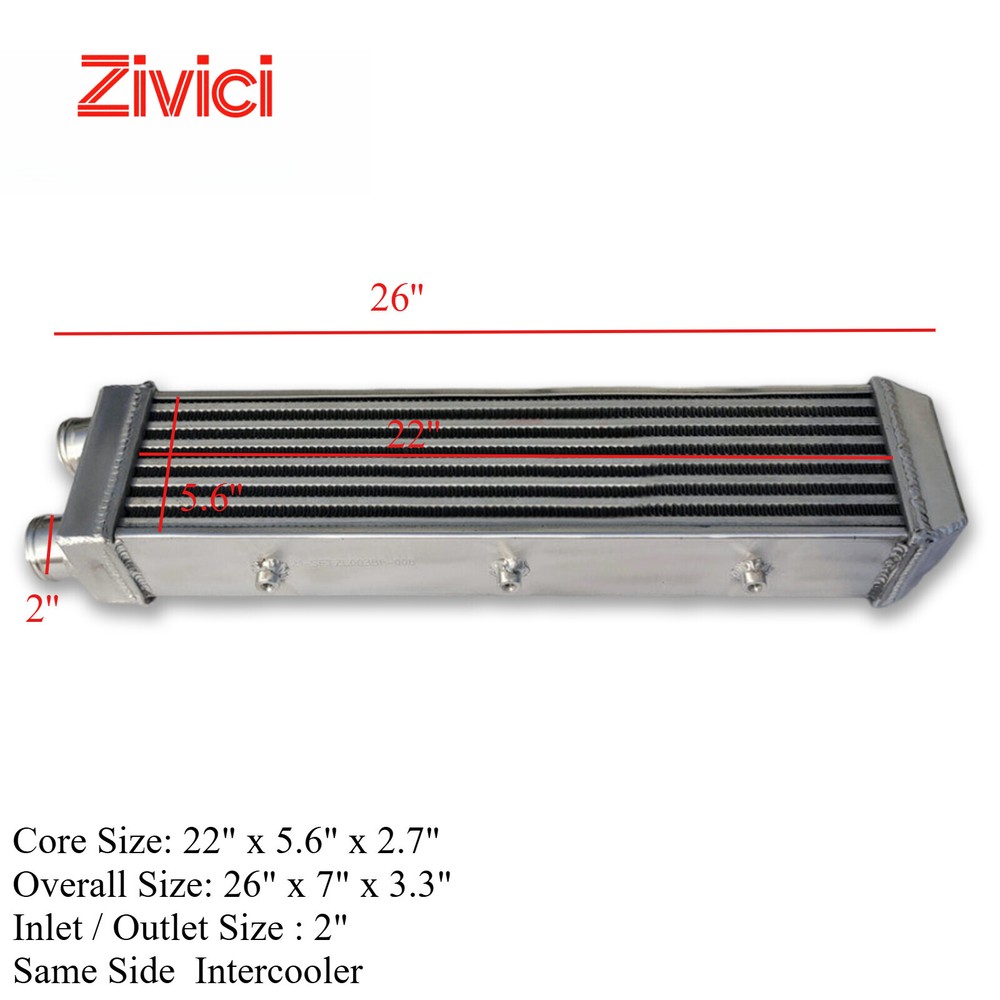 High-Performance 26x7x3.3in Universal Front Mount Intercooler for Fiat Audi Ford