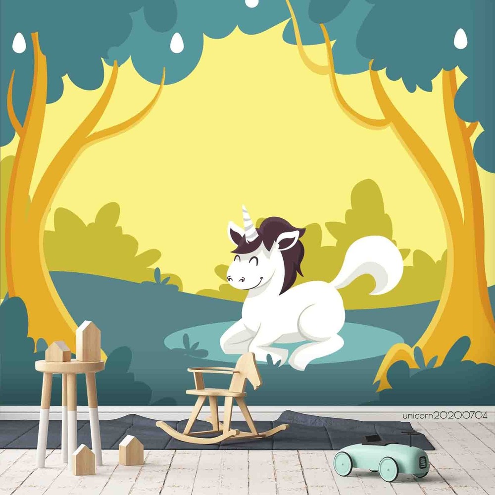 3D Unicorns Forests Illustration Wall Murals Wallpaper Murals Wall Sticker