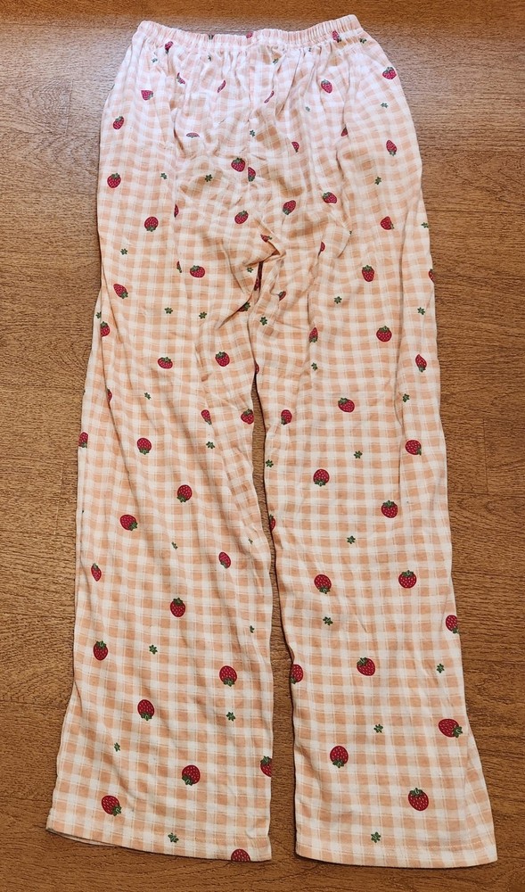 Strawberry Plaid Flannel Pajama Pants with Pockets Size W 11-16 No Tags EUC