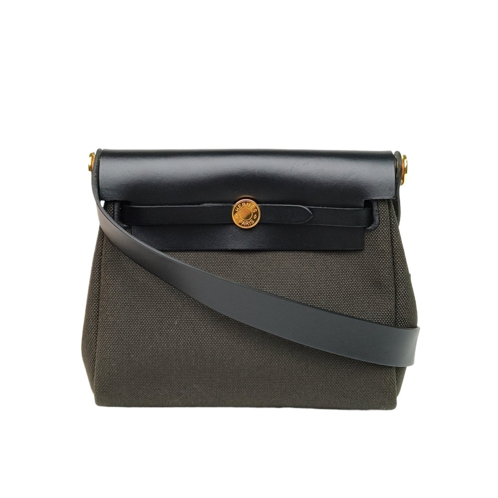 HERMES Herbag Zip 20cm Canvas and Calfskin 2024 Shoulderbag  Shoulder Bag