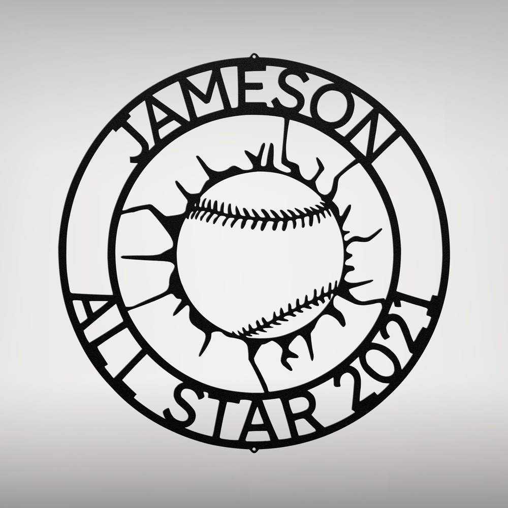 Personalized Ball Metal Sign Custom Name Home Decor Gift for Sports Lovers