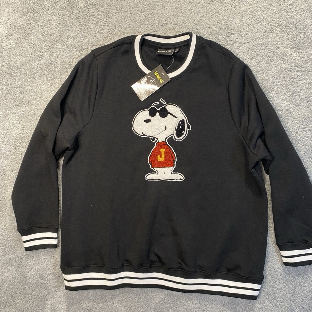 Snoopy Joe Cool Black Womens 1X Pullover Crewneck Sweatshirt Runs Small