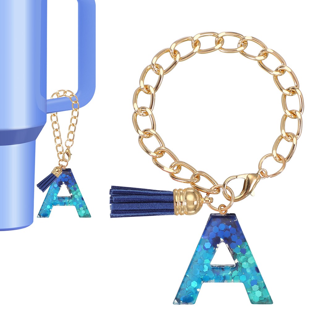 Letter Charm for Stanley Tumbler Cup Initial A Charm Accessories Keychain Blue
