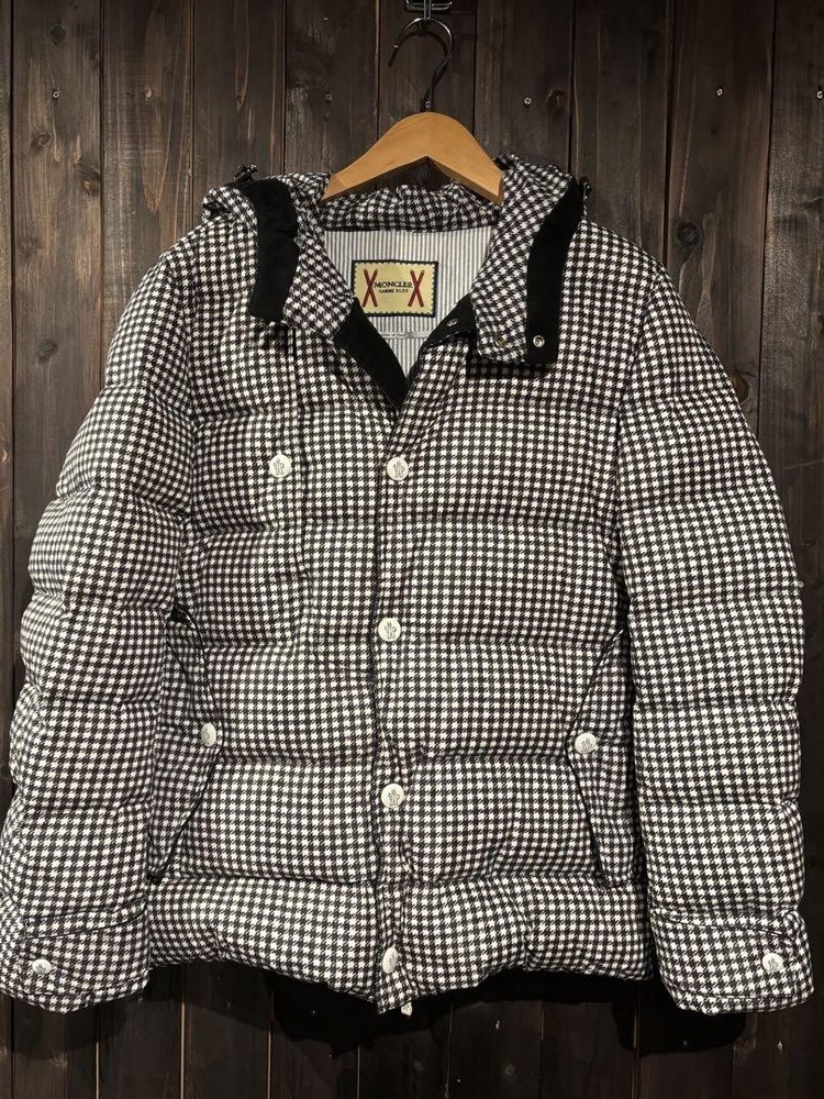 Moncler Gum Blue Houndstooth Down Jacket for Men
