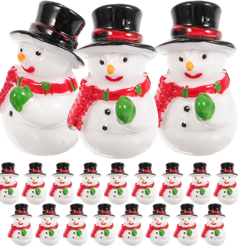 20 Pcs Christmas Ornaments Resin Snowman Mini Garden Decoration Micro Landscape