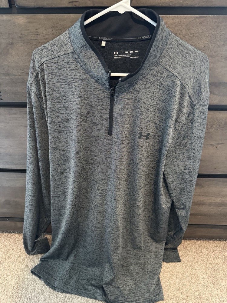 Under Armour Men's UA Quarter Zip Long Sleeve Golf Shirt 2XL, Gray/Black