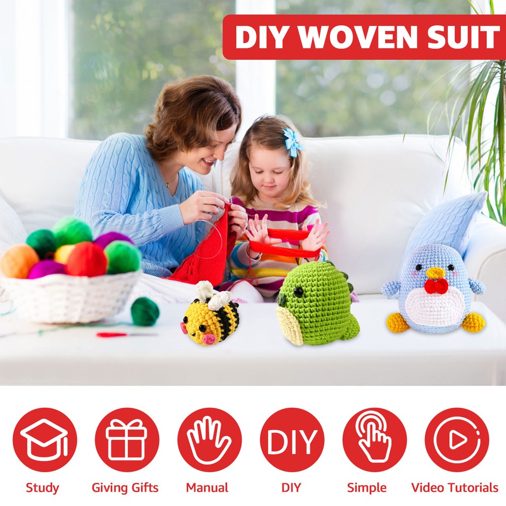 3X Crochet Kit for Beginners Complete Crochet Knitting KitCrochet Starter CV