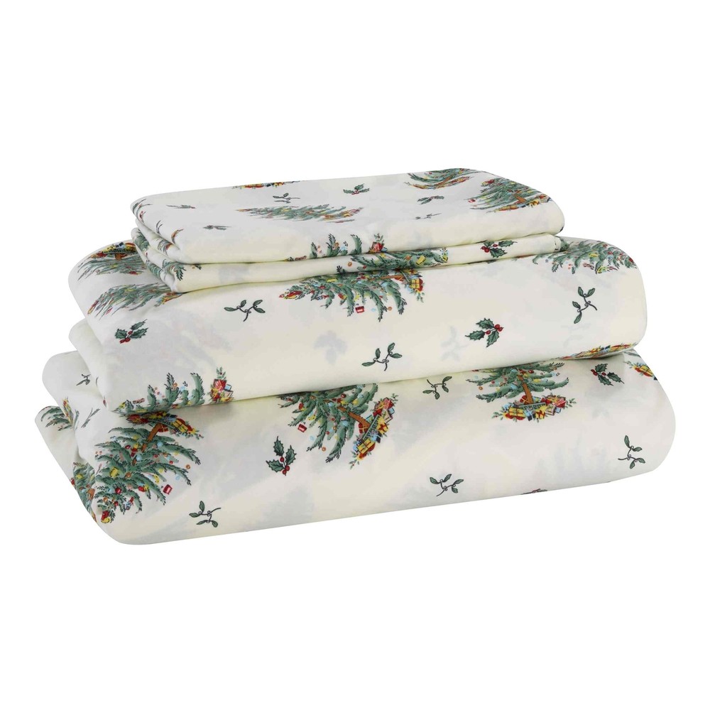 Spode - Queen Sheets, Cozy 4-Piece Set with Matching Pillowcases, Holiday Roo...