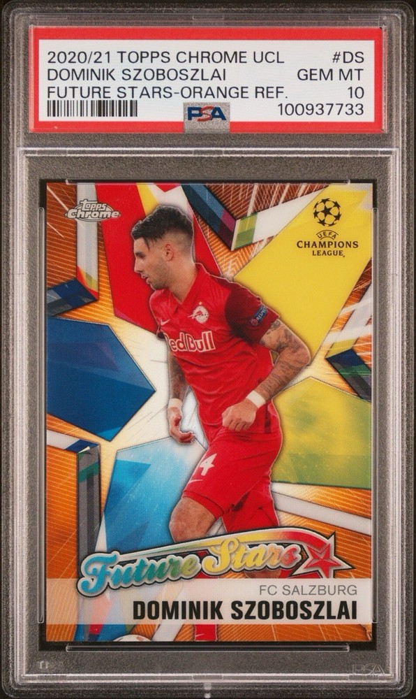 2020-21 Topps Chrome UCL Dominik Szoboszlai Orange Future Stars /25 PSA 10