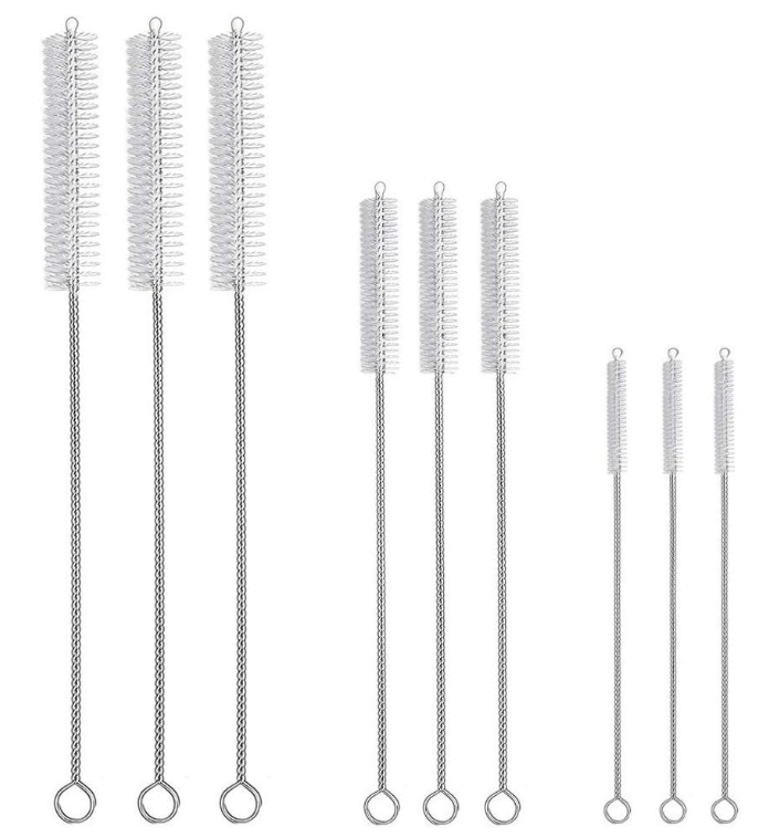 9 Pack (3-Size) Drinking Straw Cleaning Brushes Set Extra Long Pipe Tube Cleaner