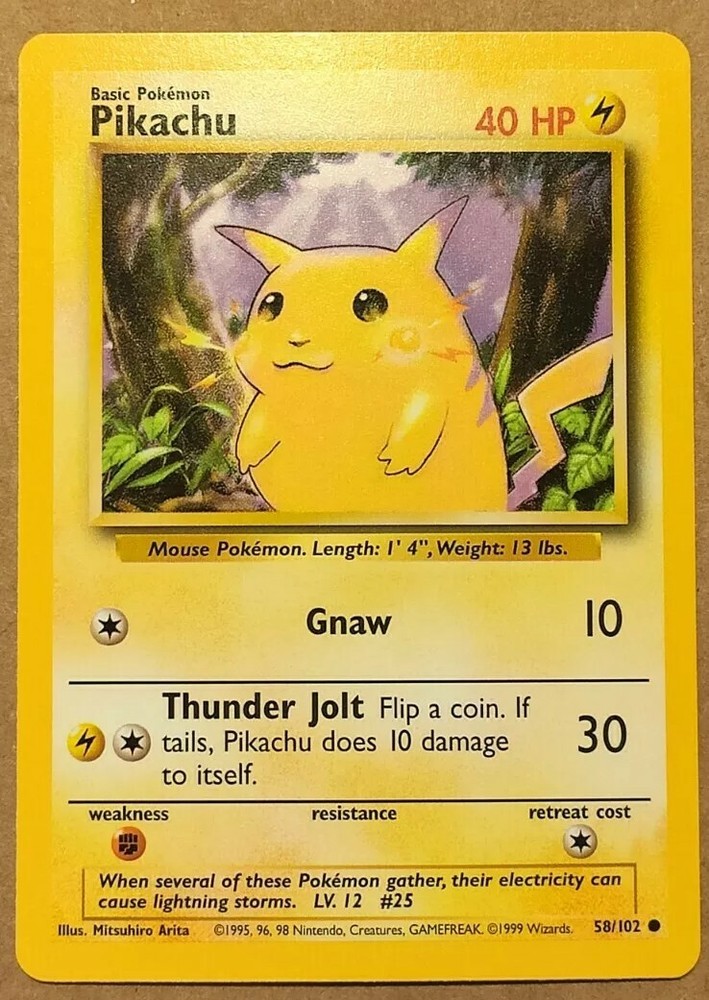 Pikachu 058/102 Base Set Pokemon TCG Card Regular Edition