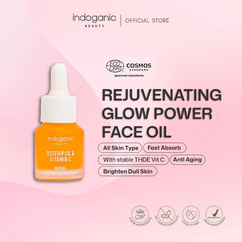 INDOGANIC 15ml Rosehip Face Oil with Vitamin C for Anti-Aging Brightening & Scar Reduction