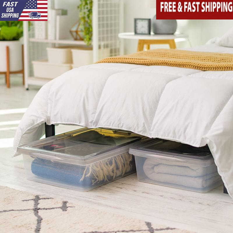 28Qt Clear Stackable Storage Bins with Lids - 6-Pack Organizing Totes