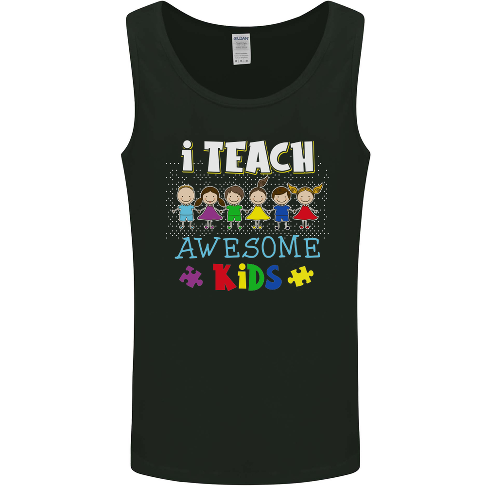 Autism Teacher I Teach Awesome Kid Autistic Mens Vest Tank Top