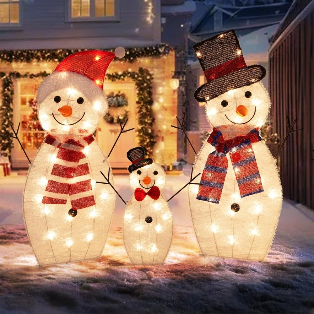 Light Up Snowman Family Outdoor Christmas Decorations