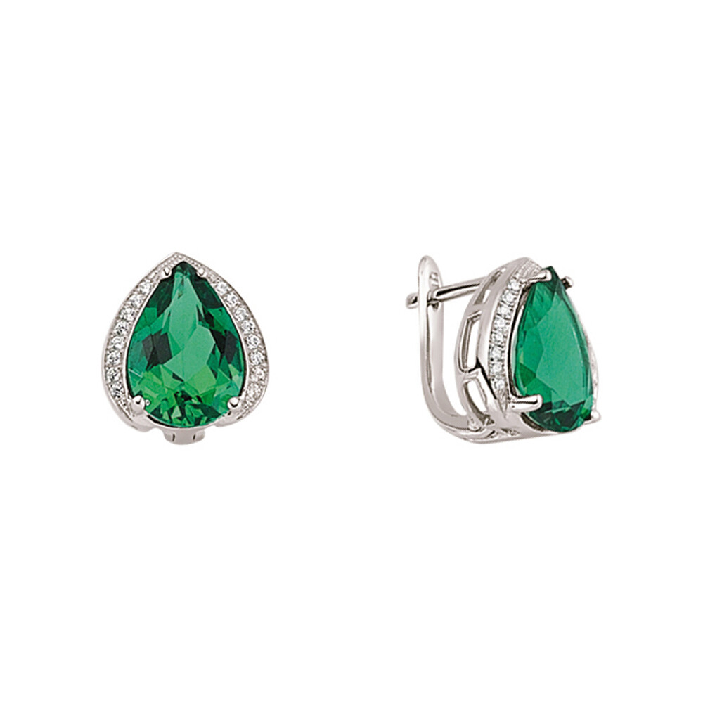 Silver Jewelco London Green Pear CZ Drop Earrings Inspired by Tears of Joy for a Elegant Statement Look