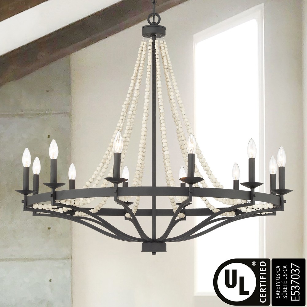 Fidenza Empire 12-light Farmhouse Coastal Beaded Chandelier