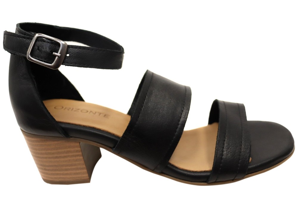 Orizonte Brisbane Womens Leather Mid Heel Comfort Sandals European Style