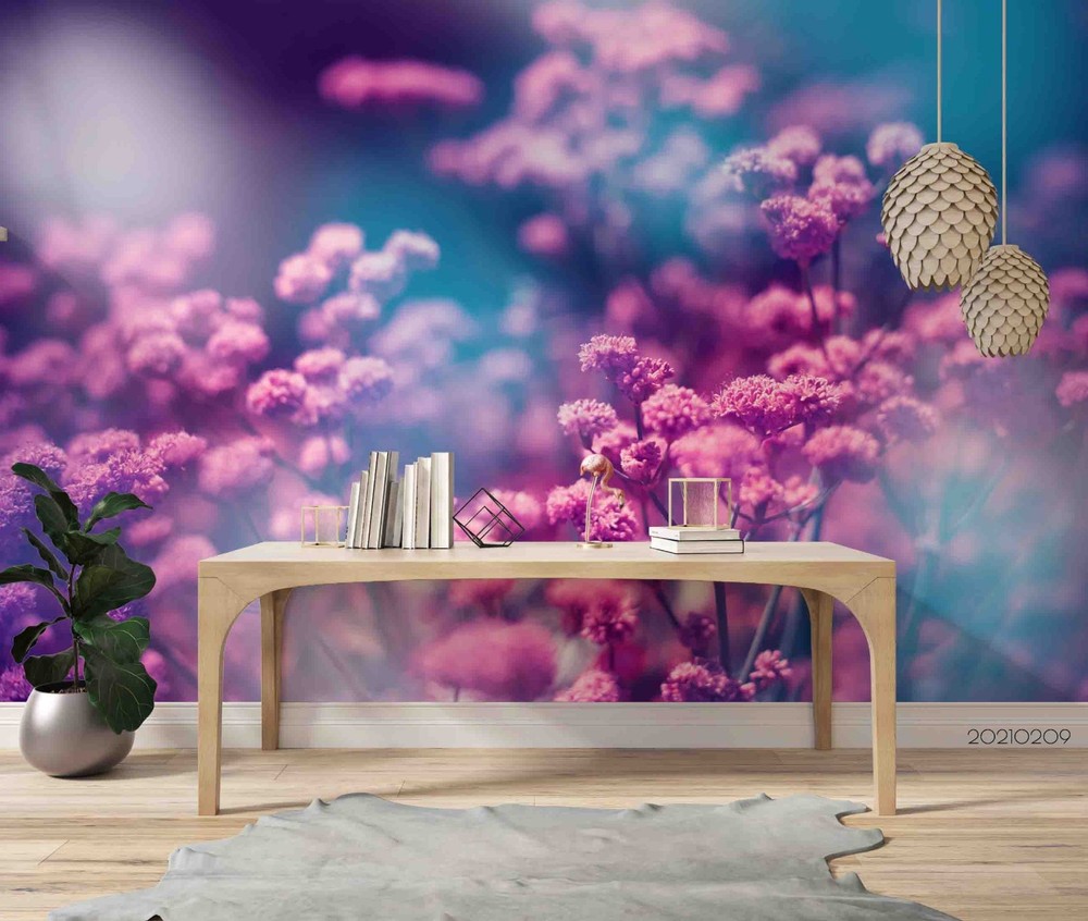 3D Purple Flower Plant Close-up Wall Murals Wallpaper Murals Wall Sticker