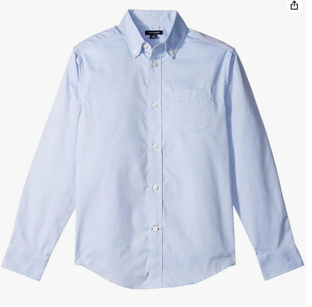 TOMMY HILFIGER Boys’/Kids Blue Button-Down Oxford Shirt 14 $35 NWT!