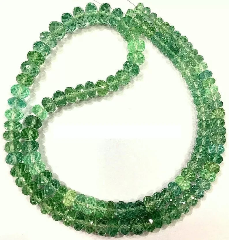 Green Sapphire Faceted Rondelle Beads 5-7mm 16