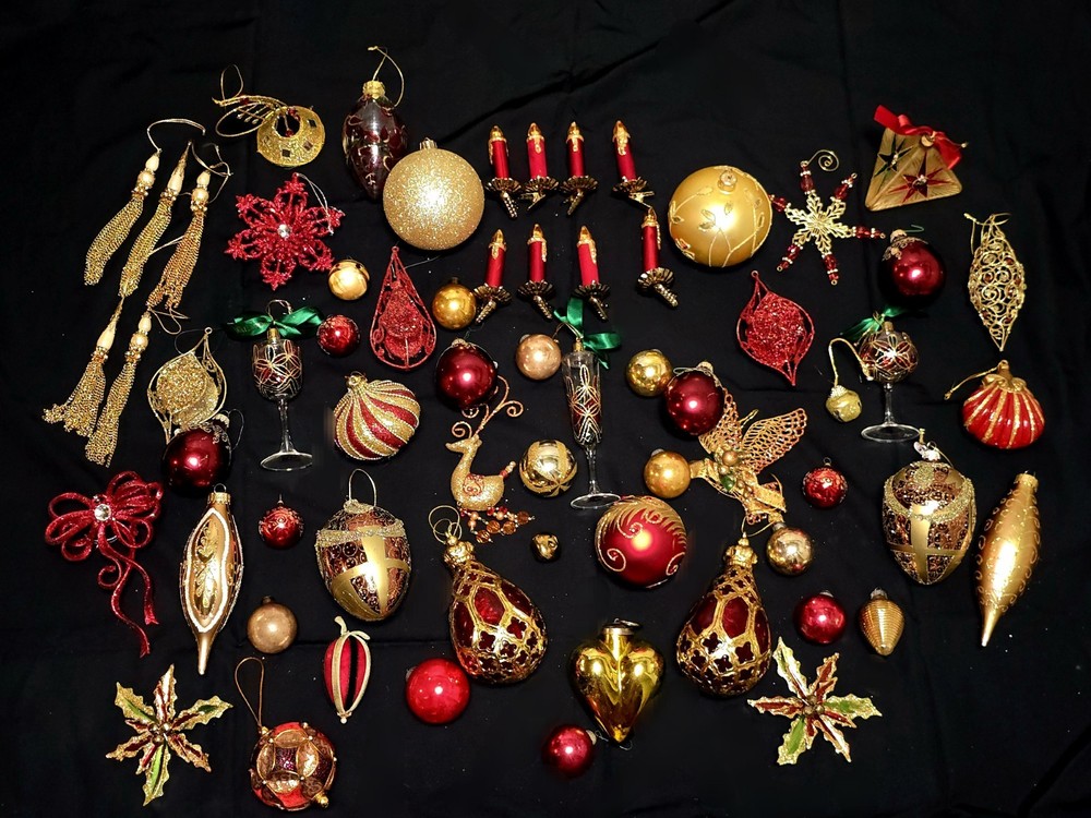 65 Vintage Christmas Ornaments - Waterford, Kreg, Shiny Brite, Pacconi Mix