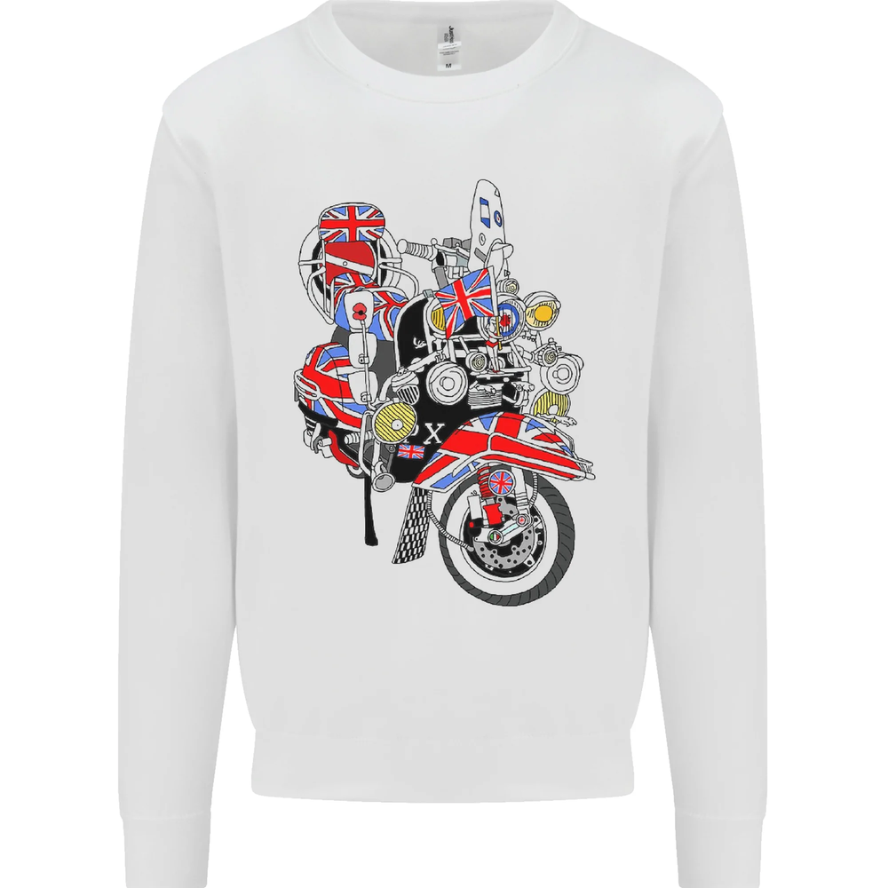 Union Jack MOD Scooter British Flag Bike Hoodie Sweatshirt for Men