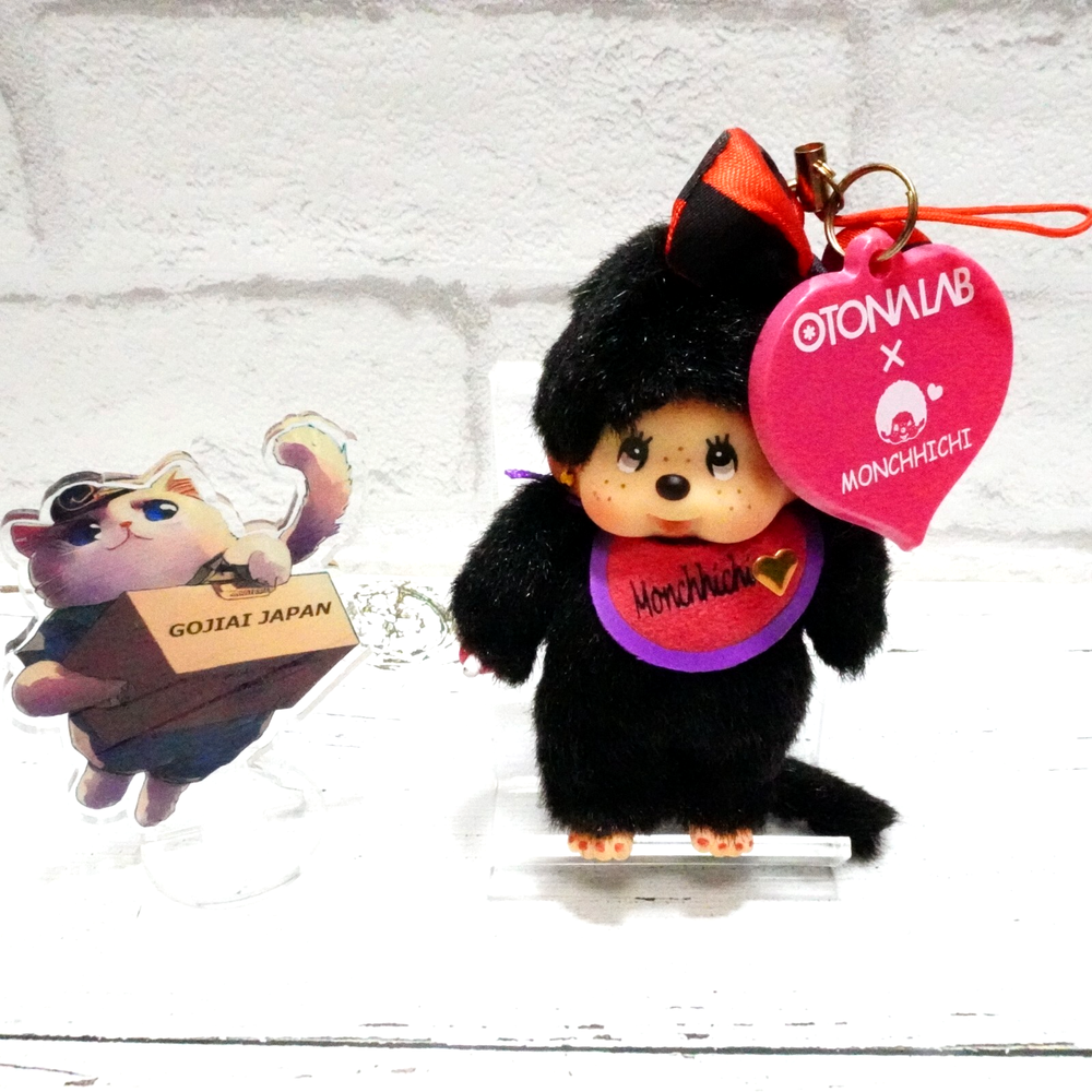 Monchhichi OTONALAB Black Girl Plush Keychain Small 3.9 Inch SEKIGUCHI Rare