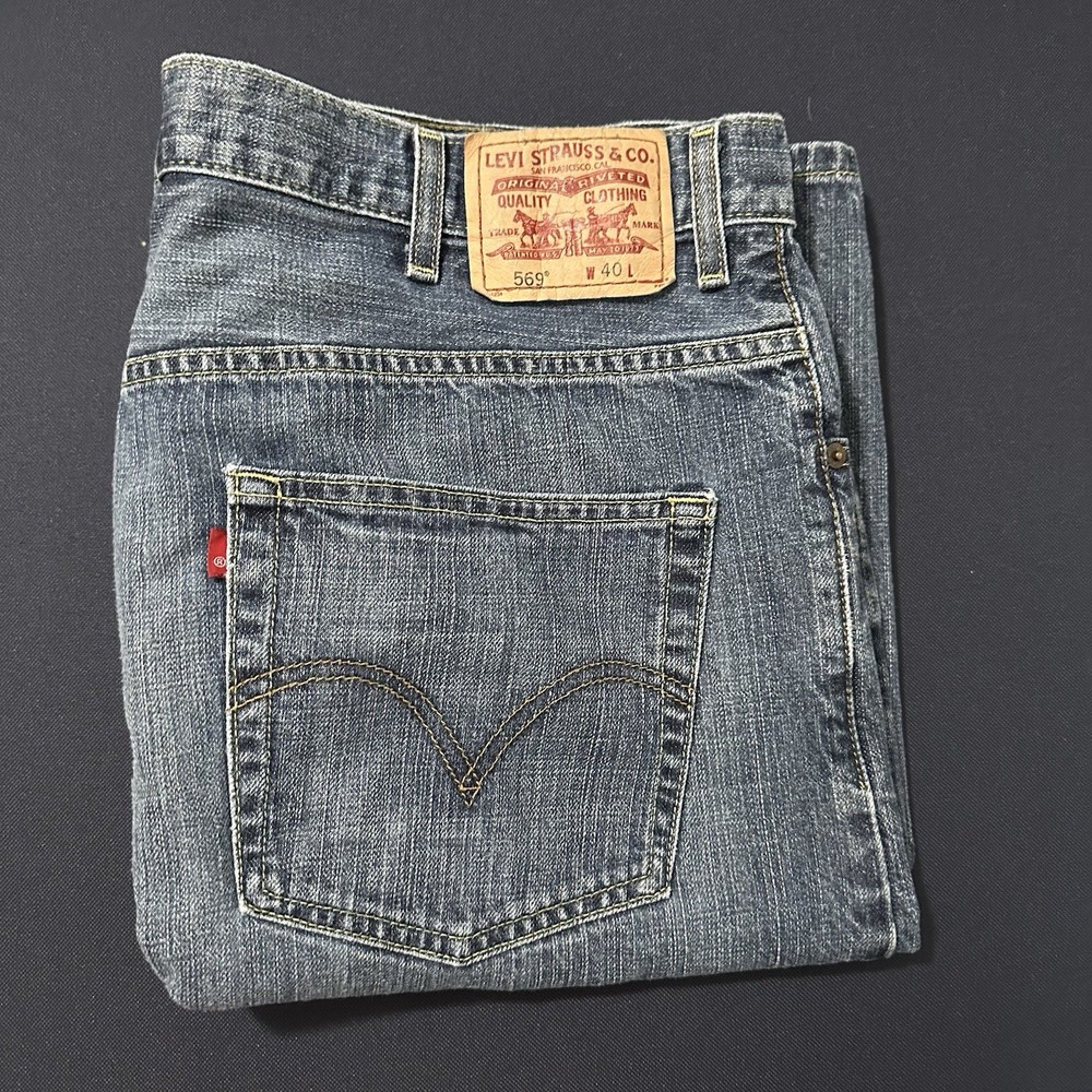 Vintage Levis Strauss 569 Loose Straight Denim Jean Shorts Mens 40 Baggy Jorts