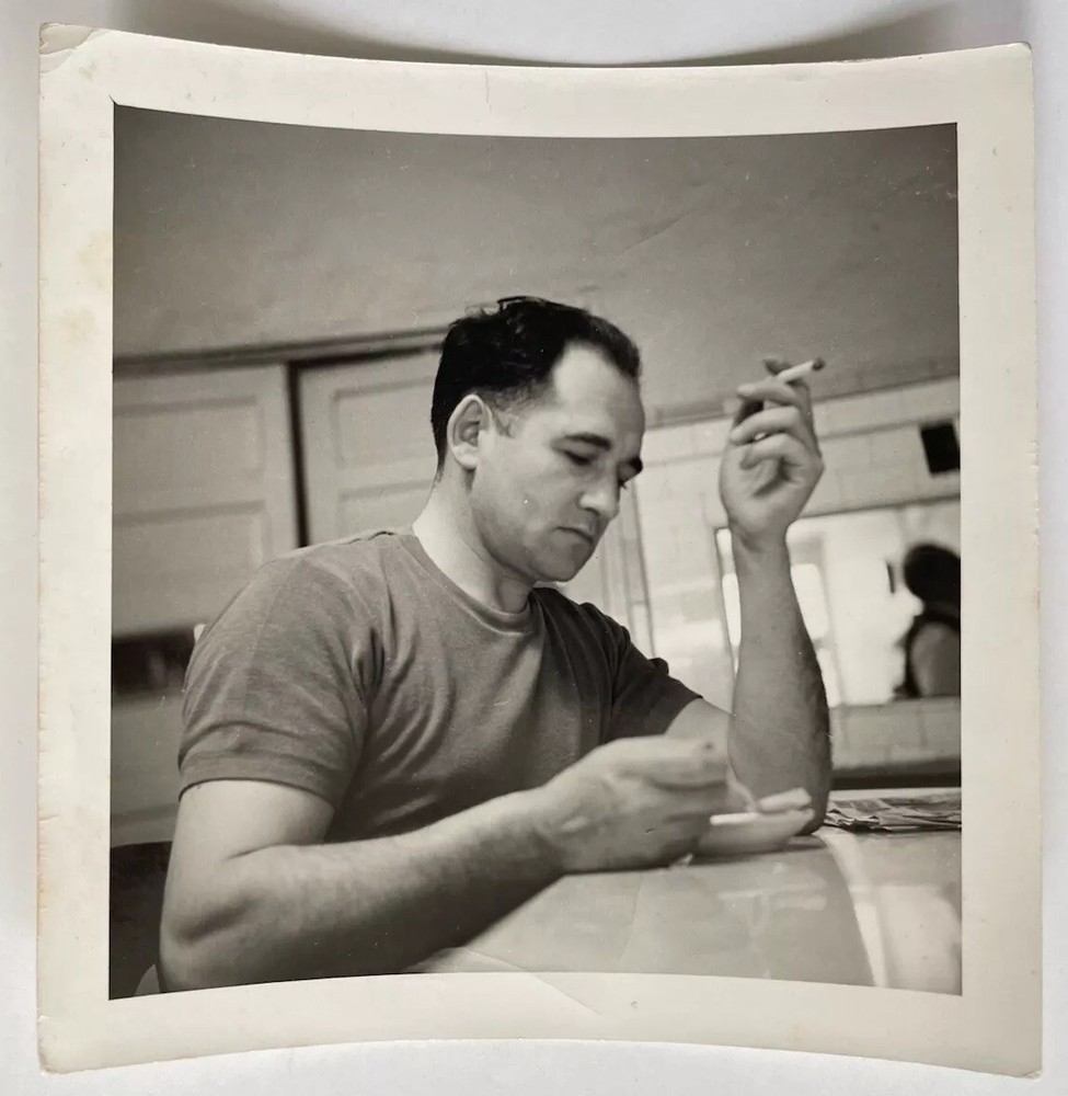 Vintage 1950s 60s Photo Handsome Smoker Hairy Arm Gay Interest 4x4