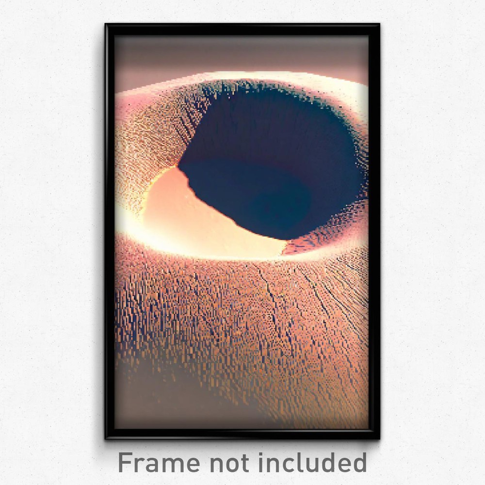 8-Bit Pixel Art Poster - Flat Crater Psychedelic Trippy Video Game Print