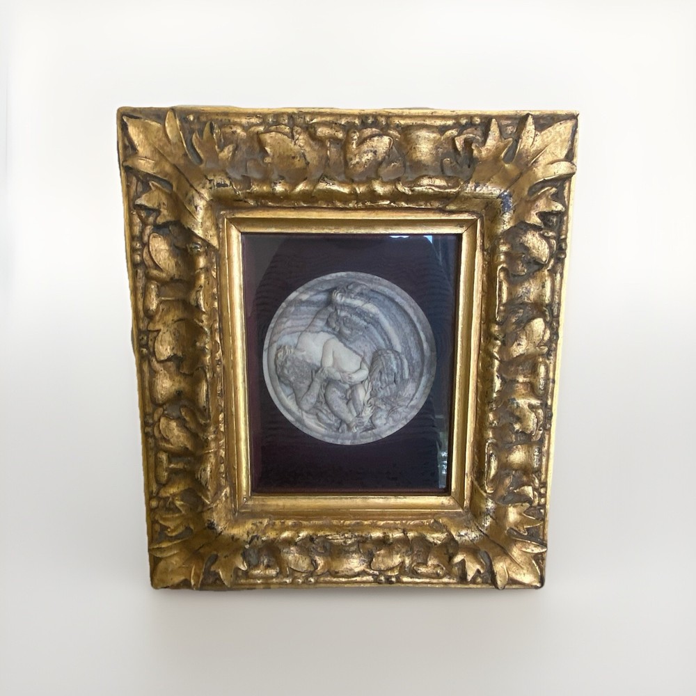 Edward William Wyon Tondo Relief Carved Marble Plaque Children Late 20th Century