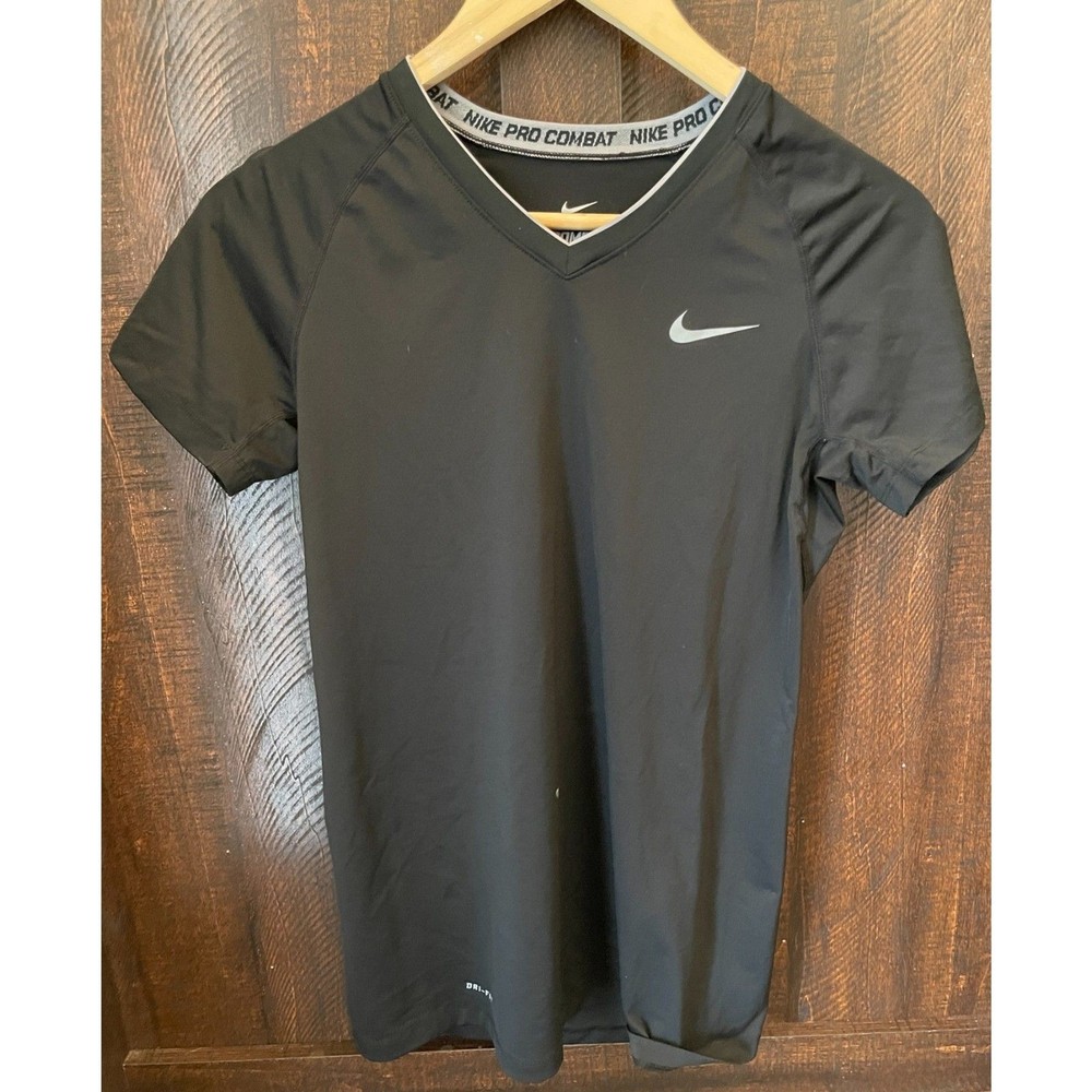 Nike Pro Combat Dri-FIT Black Fitted Short Sleeve Athletic Top Medium