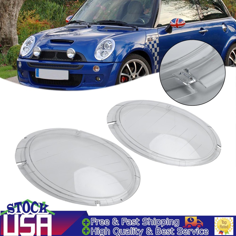 Left +Right Headlight Lens Plastic Cover Shell 63126911701 02 For Mini Cooper