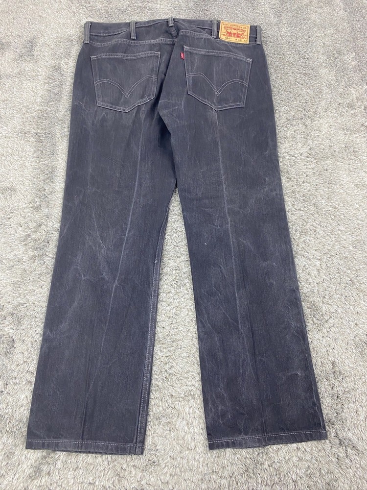 Levis 514 Jeans Men 38x32 Black Slim Straight Smokey Faded Grudge Denim Vtg 90s