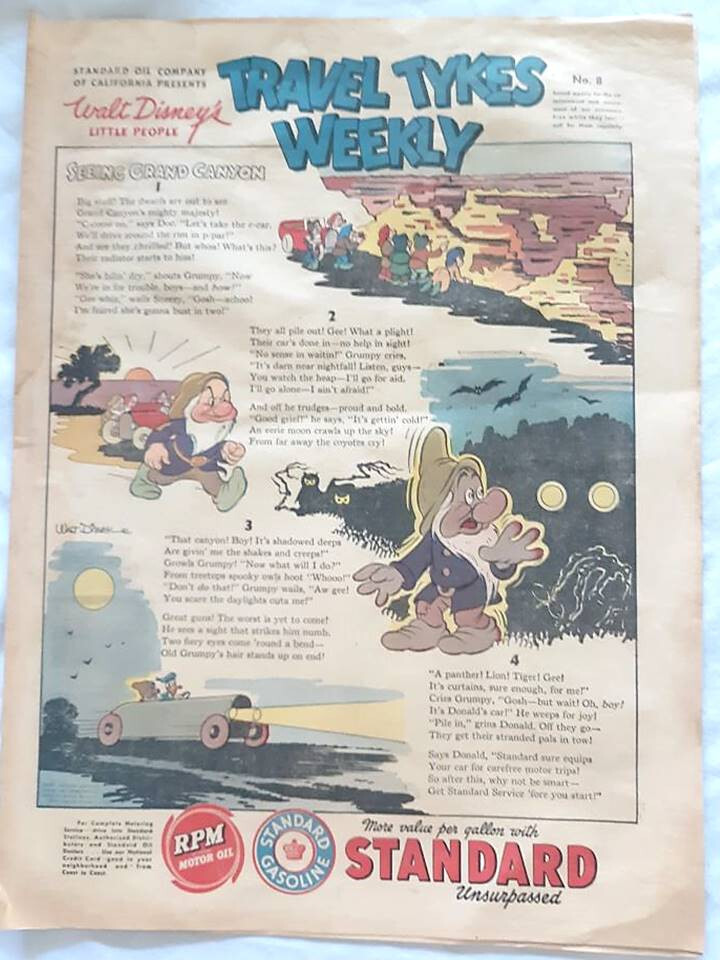1939 Disney TRAVEL TYKES WEEKLY #8 Standard Oil premium V/G