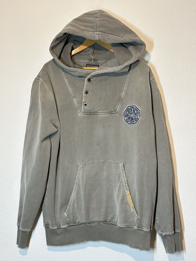 Men's Distressed Gray XXL Hoodie – Grunge Gorpcore Style