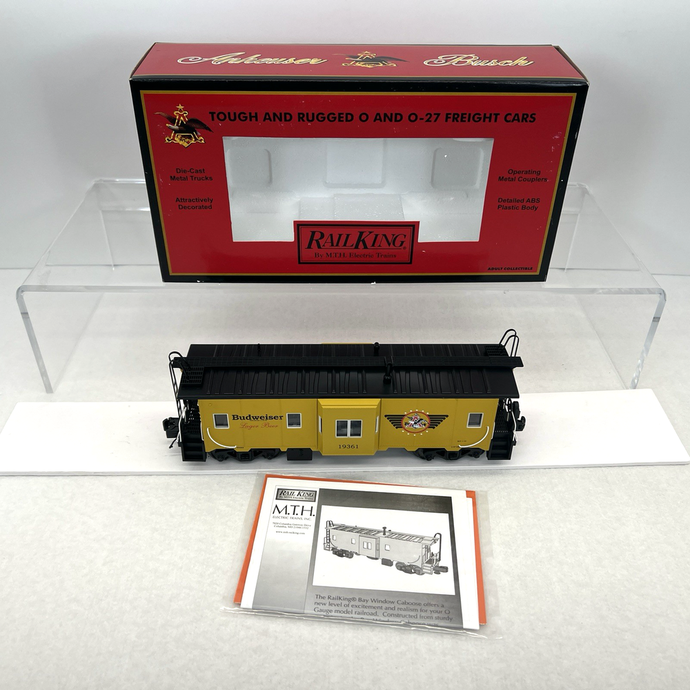 MTH RailKing 30-77171 Anheuser-Busch Budweiser Bay Window Caboose New O 19361